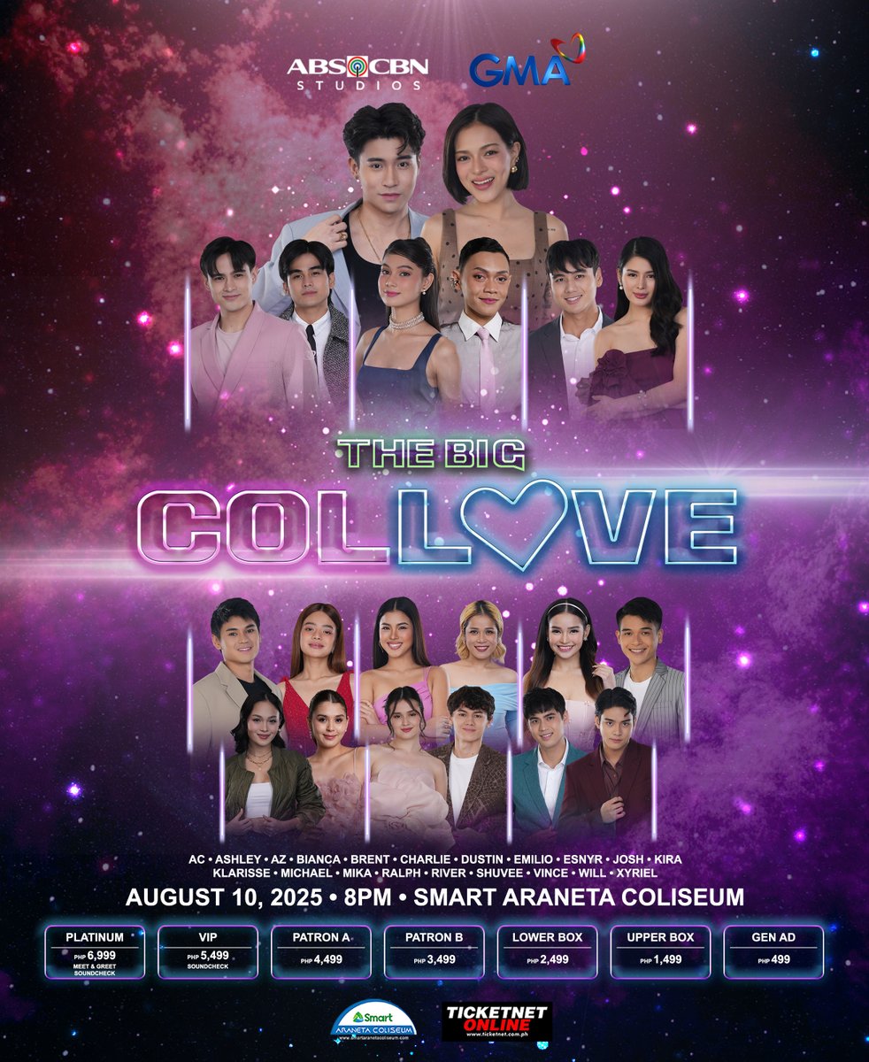 StarMusicPH's tweet image. AATAKE NA SILA SA BIG DOME 🤩

Mga Kapuso at Kapamilya, sepanx no more dahil ang ex-housemates may pasabog pa! 🥳

Itutuloy natin ang collab dito sa outside world! Samahan sila sa The Big ColLove Fancon sa Araneta Coliseum on August 10! 👁️🏟️

Tickets will be out tomorrow at 12NN…