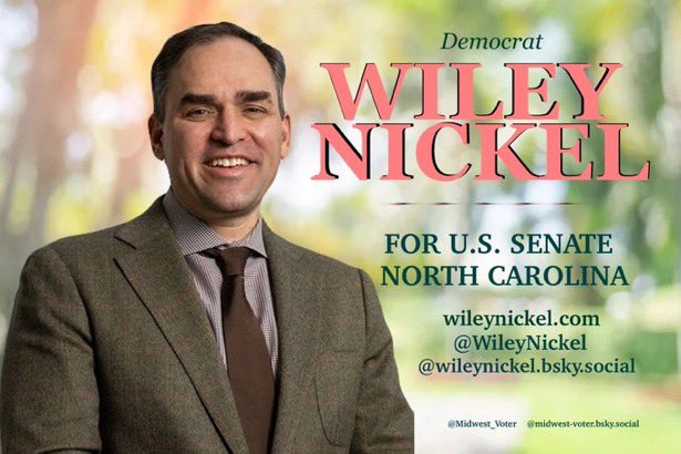 #ResistanceUnited #wtpBLUE #wtpBlueResists #DemsUnited #DemVoice1 #ProudBlue 
🗣2026 Midterm: US Senate North Carolina 
ballotpedia.org/United_States_…

🌟<a href="/WileyNickel/">Wiley Nickel 🇺🇸</a> has experience,  great ideas, and shares your love for the Old North State. 
wileynickel.com