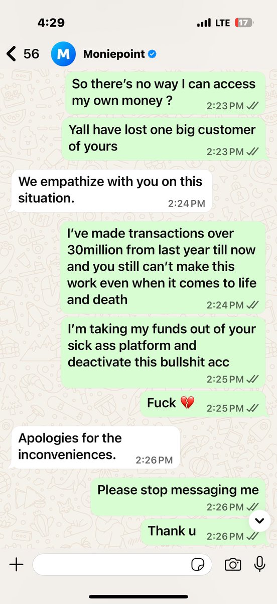 official_reqo's tweet photo. @moniepointng Moniepoint is very Evil. I begged them for this. I understand the conditions but this is my money… if I said I needed it urgently when it comes to life and death at least there should be a way out. Can’t believe I’m dealing with this stress for my own hard earned money.. 😭💔💔 https://t.co/eAvQoxmJ77