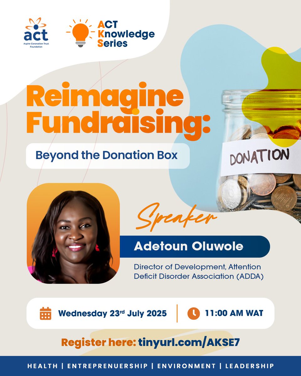 ACTFoundation_'s tweet image. Too many nonprofits are doing powerful work with unstable funding. Grants are shrinking. Donors are tired.

It’s time to #ReimagineFundraising

Join us at the July ACT Knowledge Series!
 July 23rd | 11AM
🔗 Register: tinyurl.com/AKSE7
#ACTKnowledgeSeries #FundingTheFuture