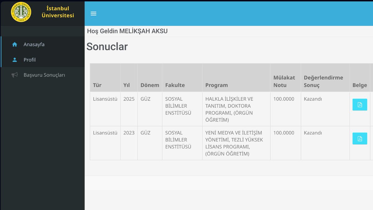 Eğitim hayatımda önemli bir safhaya geçmiş bulunuyorum.

İstanbul Üniversitesi Halkla İlişkiler ve Tanıtım Doktora Programı’na kabul edilmenin mutluluğu içerisindeyim.

Şimdi, daha da fazla çalışma zamanı.