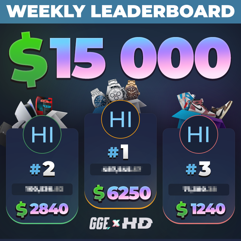 💸15 000$ WEEKLY WAGER LEADERBOARD ON
<a href="/HypeDrop/">HypeDrop</a>💸

💰Share a prize pool of 15 000$ with 20 winners EVERY WEEK by using code GGE!

🧑‍🍳Code : GGE (hypedrop.com/r/GGE)

🏇See leaderboard : gge.gg/leaderboard/hy…

🔁Random rt 100$ + tag a gamba friend