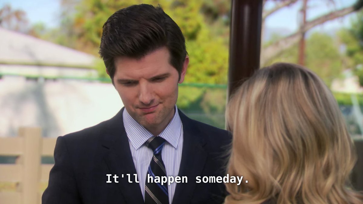 nocontextpawnee's tweet photo. crazy that "someday" is literally today in the parksverse https://t.co/iQyTVXKUG1