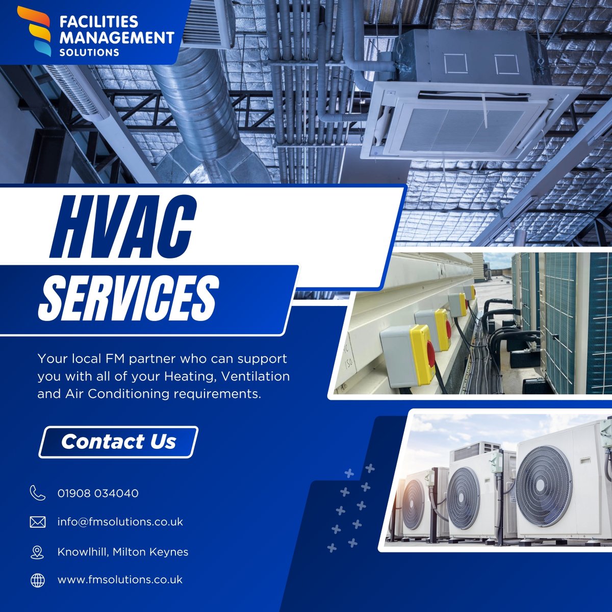 Need to warm things up—or cool them down? 😎

At FMS, we deliver expert HVAC solutions tailored to your space, whether you need a repair, system upgrade, or regular maintenance. 🛠️

Reliable, responsive, and ready when you are. 🤝

01908 034040 📞