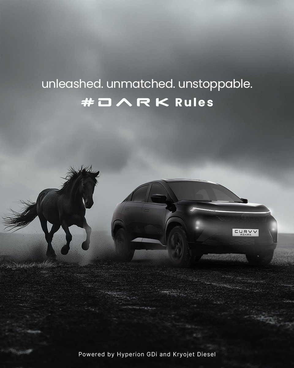 TataMotors_Cars's tweet photo. CURVV #DARK - Fast enough to make time stand still.
#TakeTheCURVV #TataCURVV #CURVV #SUVCoupe #TataMotors #TataMotorsPassengerVehicles #DARKRules https://t.co/uDhW0rNUmh