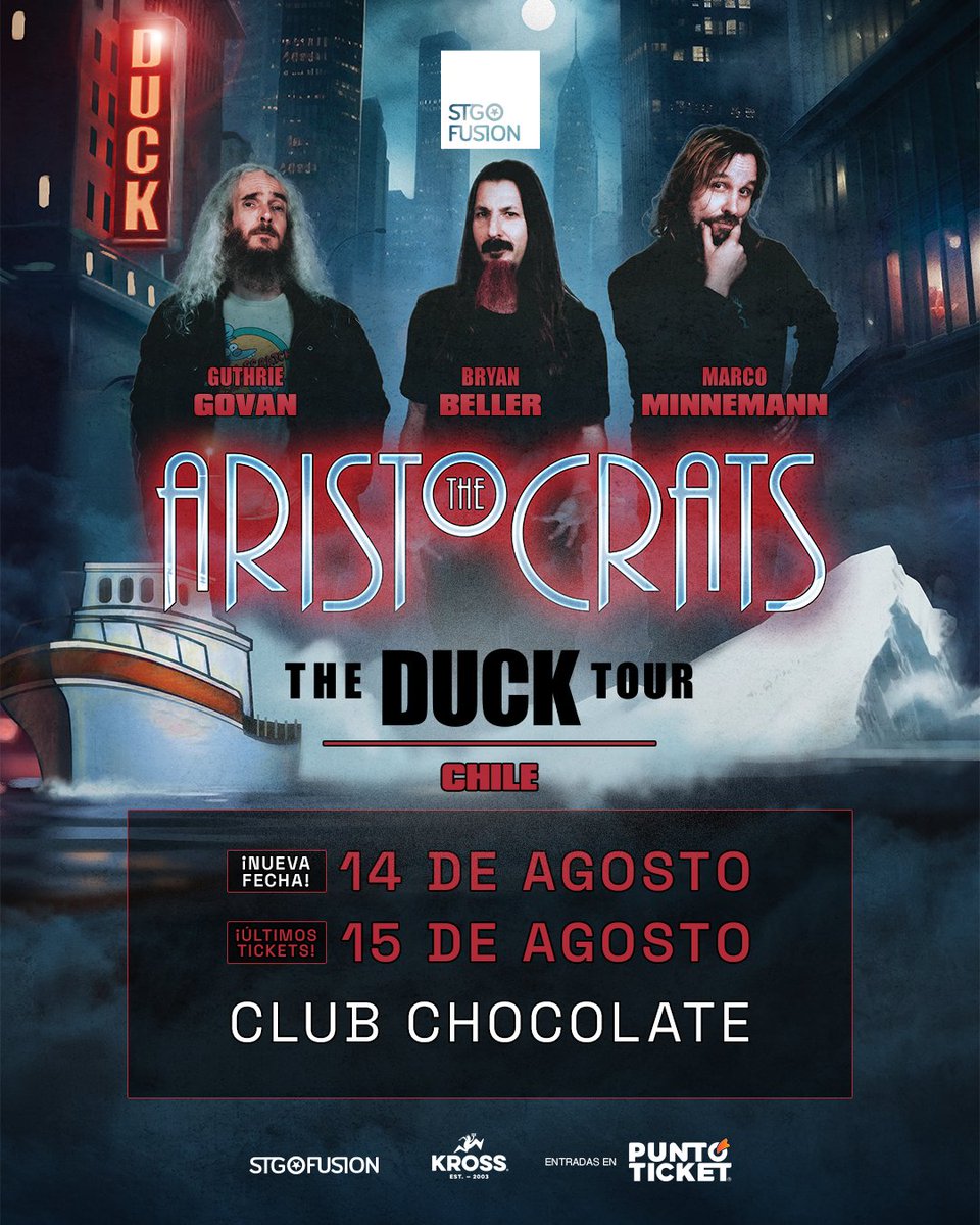 Ruta Rock (@rutarockcom) on Twitter photo The Aristocrats suma nueva presentación en Santiago, próximo 14 de agosto en Club Chocolate.
Revisa la información en detalle en el link ---> buff.ly/B9aWCl9
Producer: <a href="/stgofusion/">Santiago Fusion</a> The Aristocrats suma nueva presentación en Santiago, próximo 14 de agosto en Club Chocolate.
Revisa la información en detalle en el link ---> buff.ly/B9aWCl9
Producer: <a href="/stgofusion/">Santiago Fusion</a>