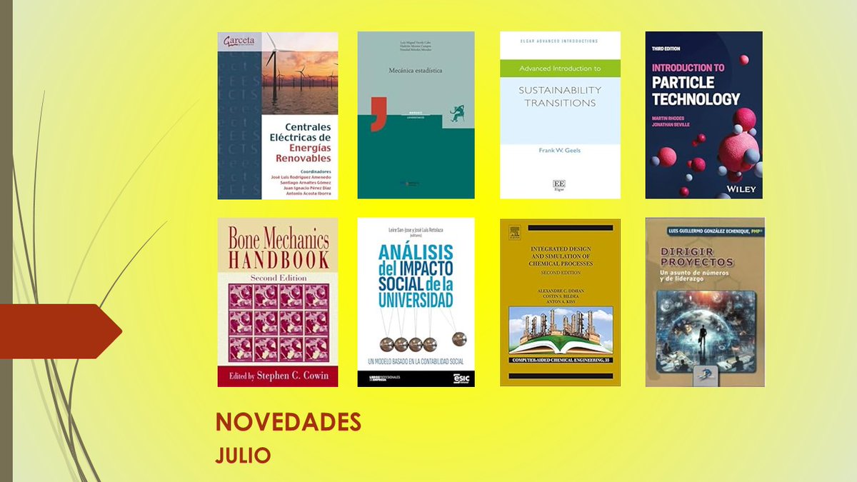 Ven a la Biblioteca y descubre nuestras NOVEDADES bibliográficas del mes de JULIO: ¡¡¡llévatelos en préstamo!!!
 
[short.upm.es/6o37b]
 
 #somosupm #bibliotecaupm