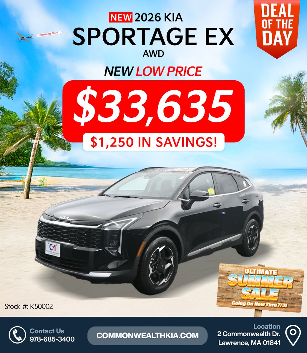 CMKIA_'s tweet image. 🔥 We're offering hot summer discounts on your favorite Kia vehicles — plus even more savings across the board. Your next adventure-ready ride is here and ready to roll!

📲 Book your test drive now at commonwealthkia.com

#KiaDeals #UltimateSummerSale #LawrenceMA #ShopUsLast