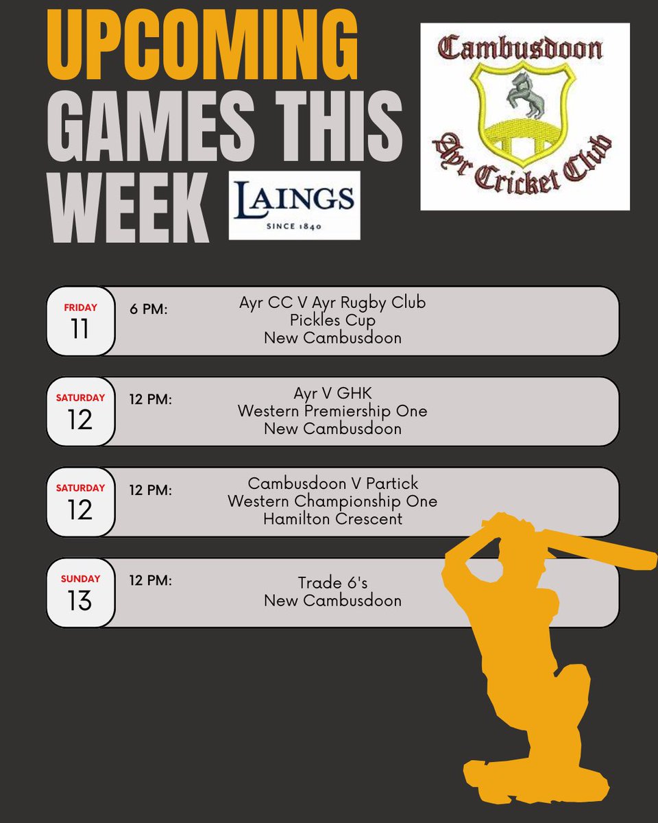 Upcoming Games this Week!!