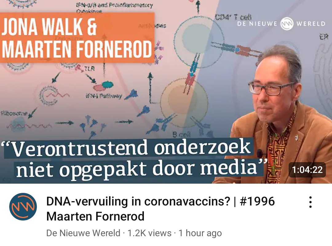 JonaWalk's tweet image. De DNA vervuiling van Covid-19 mRNA vaccins krijgt veel aandacht op sociale media en wordt volledig genegeerd door de meeste oude/commerciële media. Maar hoe zit het nu echt? Met celbioloog Maarten Fornerod dook ik er in. @De_NieuweWereld
youtu.be/UhV3MjQkp7Q?fe…