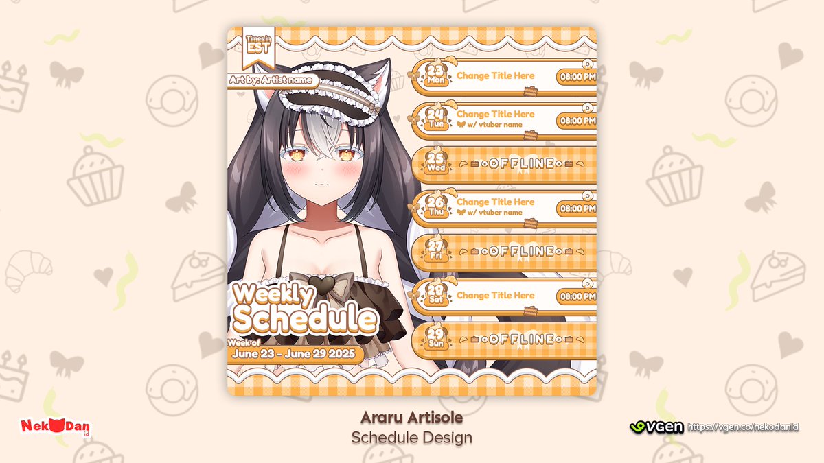 😺 NekoDanID | VTUBER SCHEDULE COMMISSION ON VGEN (@nekodanid) on Twitter photo SCHEDULE STREAM COMMISSION SHOWCASE
for: <a href="/AraruArtisole/">Araru Artisole ❔🗝</a>
===
I'm opening stream schedule design commission for VTuber on VGen! Order now:
vgen.co/nekodanid
#vtuber #envtuber #VGen #VGenOpen #vgencomms #commissionsopen #VTuberUprising SCHEDULE STREAM COMMISSION SHOWCASE
for: <a href="/AraruArtisole/">Araru Artisole ❔🗝</a>
===
I'm opening stream schedule design commission for VTuber on VGen! Order now:
vgen.co/nekodanid
#vtuber #envtuber #VGen #VGenOpen #vgencomms #commissionsopen #VTuberUprising