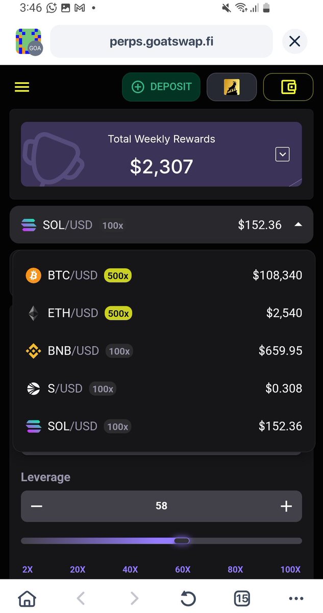 Netokrypto ⭐ (@netokrypto) on Twitter photo Not many people know this, but you can trade perpetuals on <a href="/GOATRollup/">GOAT Network 🟡</a>. Powered by lynx
Bridge your token to Goat NETWORK BTCB , then go to perp goatswap,
You can trade BTC and ETH with over 500x leverage.
So if you are someone like me that loves trading, this is for you. Not many people know this, but you can trade perpetuals on <a href="/GOATRollup/">GOAT Network 🟡</a>. Powered by lynx
Bridge your token to Goat NETWORK BTCB , then go to perp goatswap,
You can trade BTC and ETH with over 500x leverage.
So if you are someone like me that loves trading, this is for you.