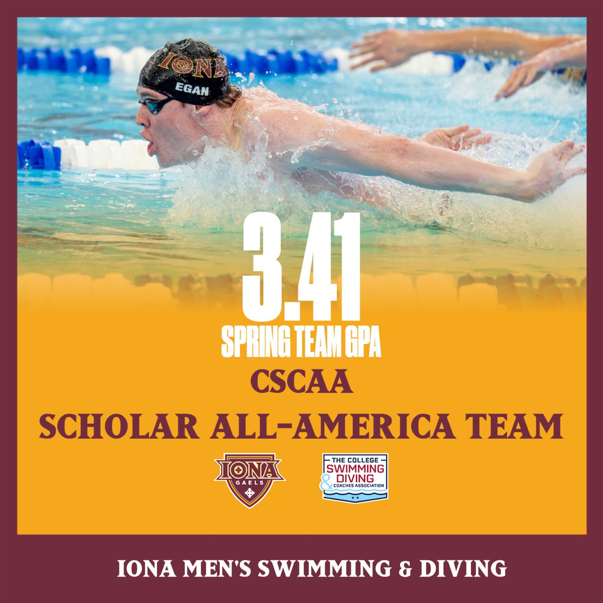 IonaGaels's tweet image. Congratulations to the women’s and men’s swimming and diving programs as they combined for their 56th semester earning CSCAA Scholar All-America Team honors!!
#GaelNation | #IonaS&D