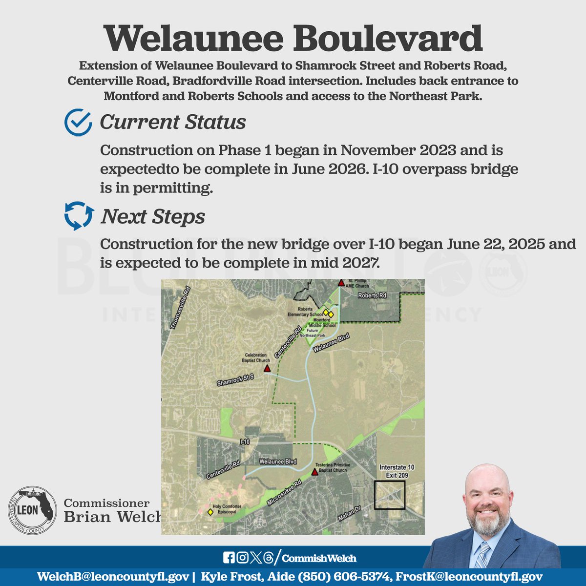 Brian Welch (@commishwelch) on Twitter photo Hey everyone,
Here is the July update on <a href="/Blueprint_IA/">Blueprint Intergovernmental Agency</a> projects going on in Northeast Leon County.
As always, please don't hesitate to reach out with any comments, questions, or concerns and we will follow up ASAP.
Thank you. Hey everyone,
Here is the July update on <a href="/Blueprint_IA/">Blueprint Intergovernmental Agency</a> projects going on in Northeast Leon County.
As always, please don't hesitate to reach out with any comments, questions, or concerns and we will follow up ASAP.
Thank you.