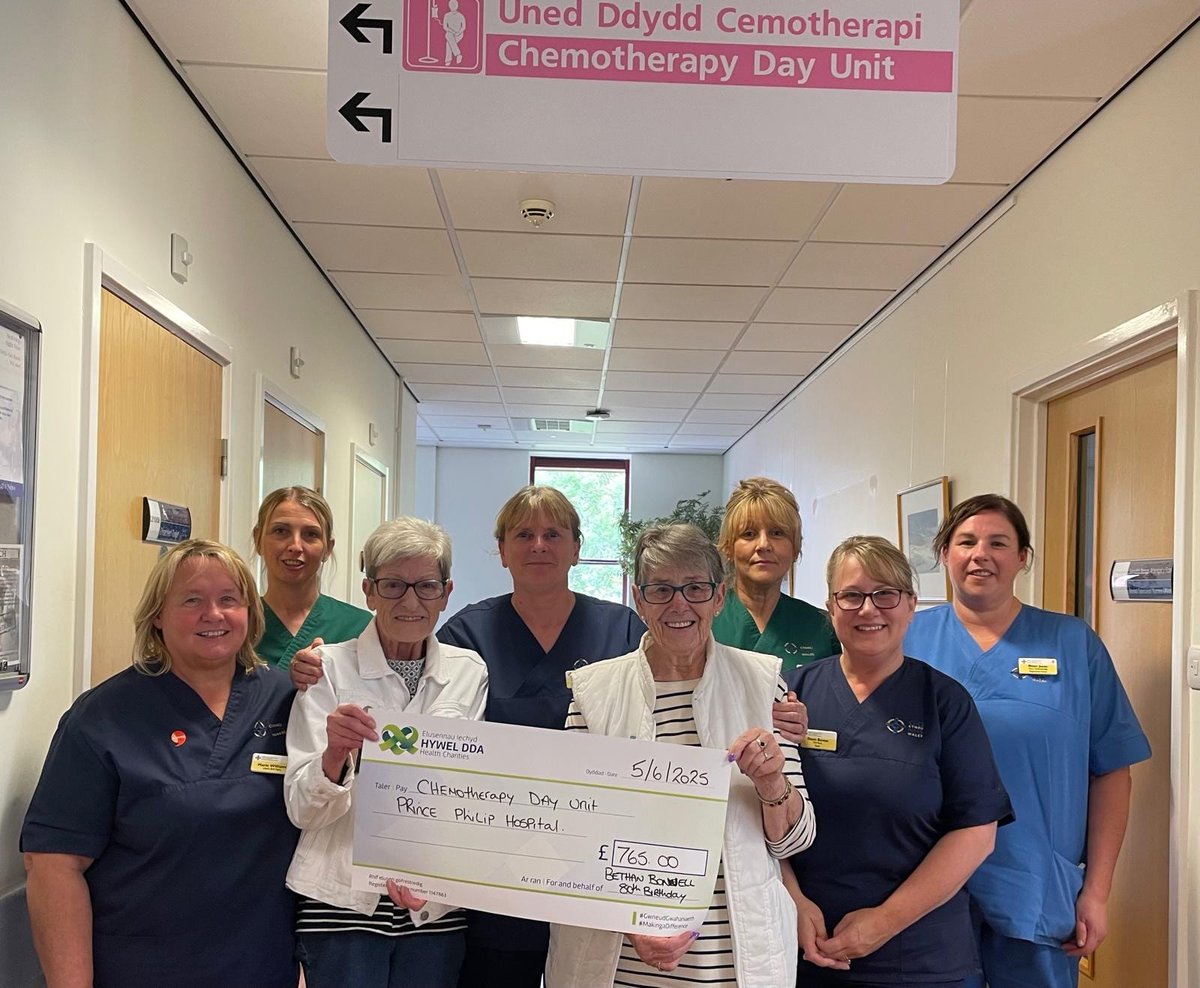 Massive thank you to Mrs Bethan Bonnell who asked for donations towards the Chemotherapy Day Unit at #PrincePhilip Hospital instead of receiving gifts for her 80th birthday 🎂

Mrs Bonnell raised £765💚

#Diolch #YourNHSCharity💚