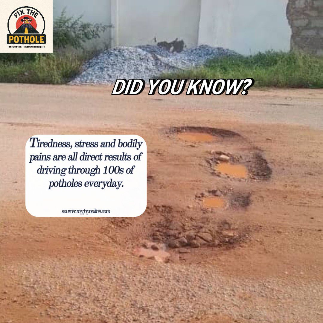 FixThePothole's tweet photo. 🚨 DID YOU KNOW? 🚨

Potholes aren’t just annoying—they’re harmful to your health! 😤

Driving through hundreds of potholes every day can lead to:

Chronic stress
Exhaustion
Body aches &amp; pains

Your daily commute shouldn’t leave you feeling like you’ve run a marathon! 🏃💔 https://t.co/Ibt5fXX42b