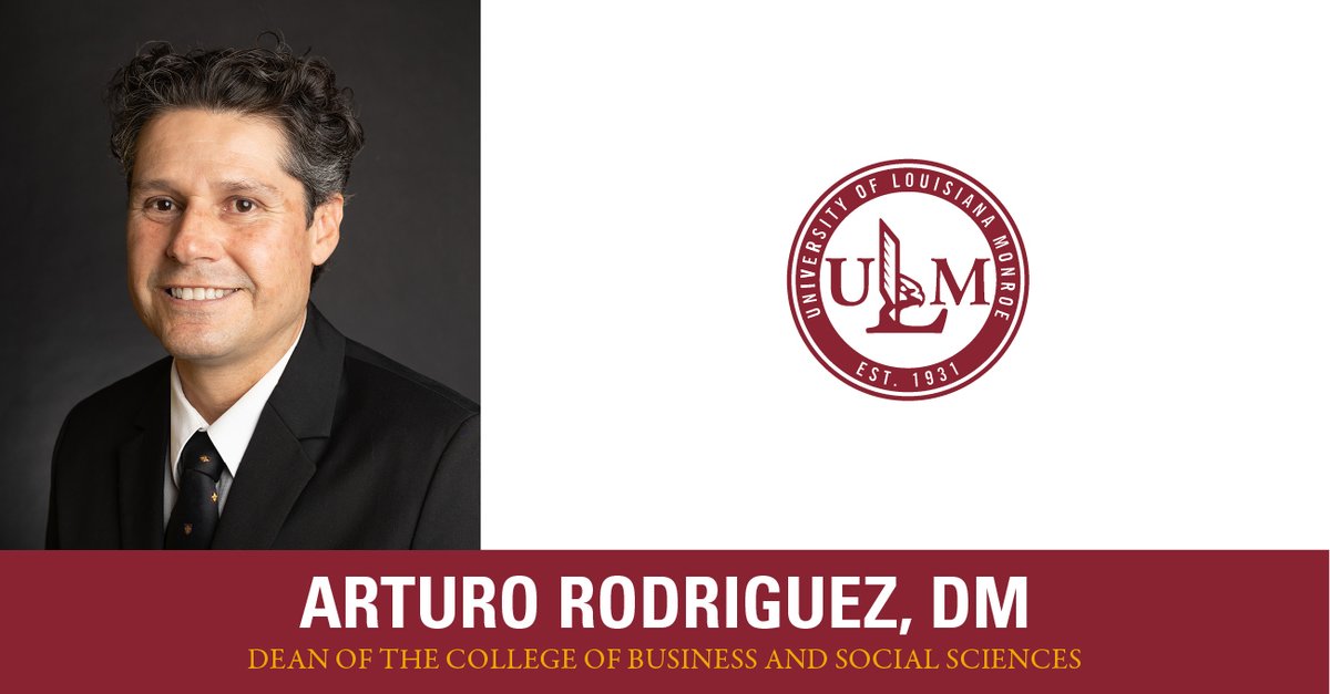 ULM_Official's tweet image. Congratulations to Dr. Arturo Rodriguez, who has been named the next Dean of the College of Business and Social Sciences. A longtime Warhawk and leader in the classroom and community, Dr. Rodriguez brings years of experience and a strong commitment to student success into this…
