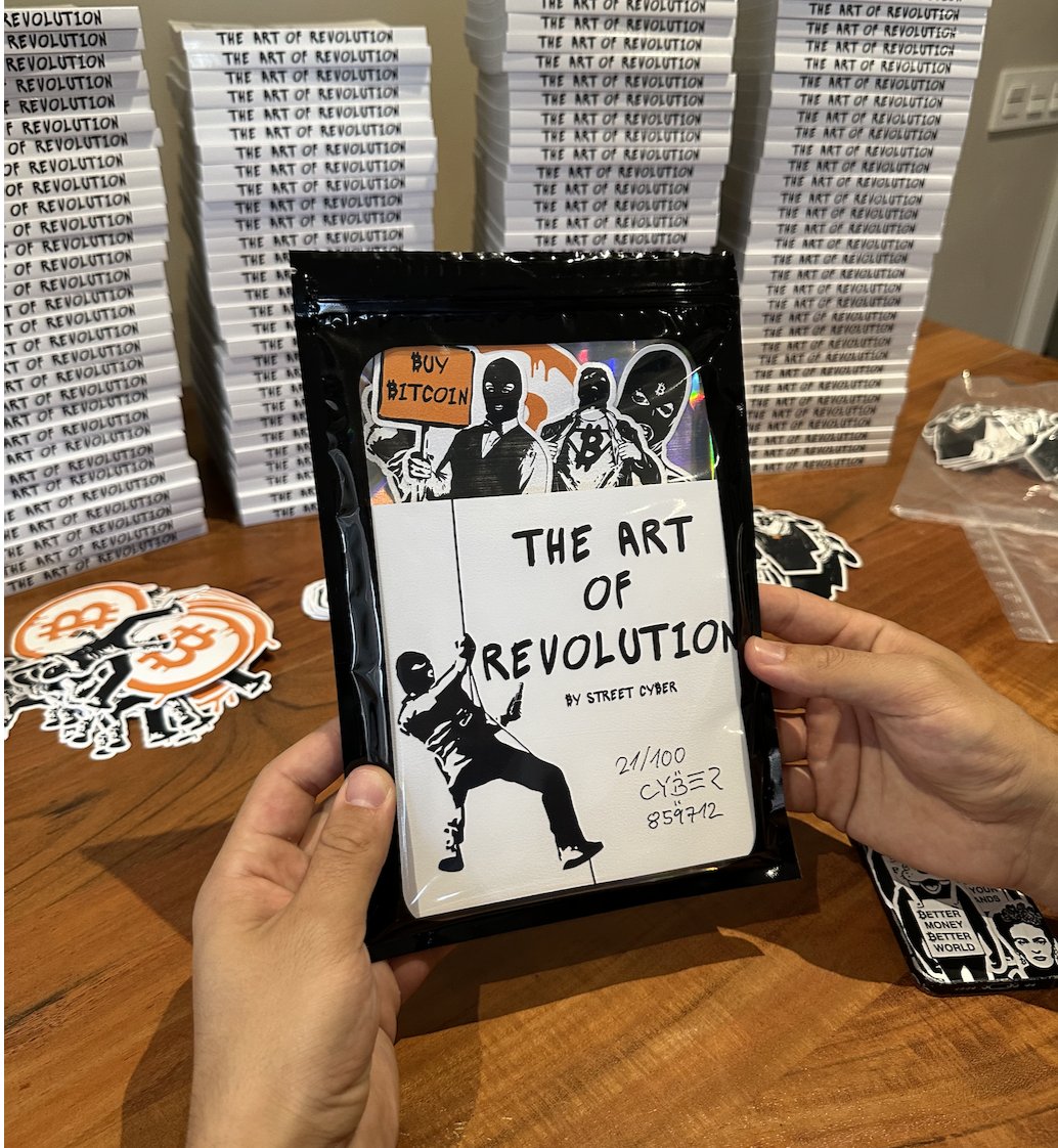 Ever tried explaining Bitcoin to someone who thinks it's "just internet money"?
"The Art of Revolution" changes that.
192 pages of bold street art coupled with clear insights on privacy, inflation &amp; inequality.
It doesn’t just sit on your coffee table, it starts conversations.