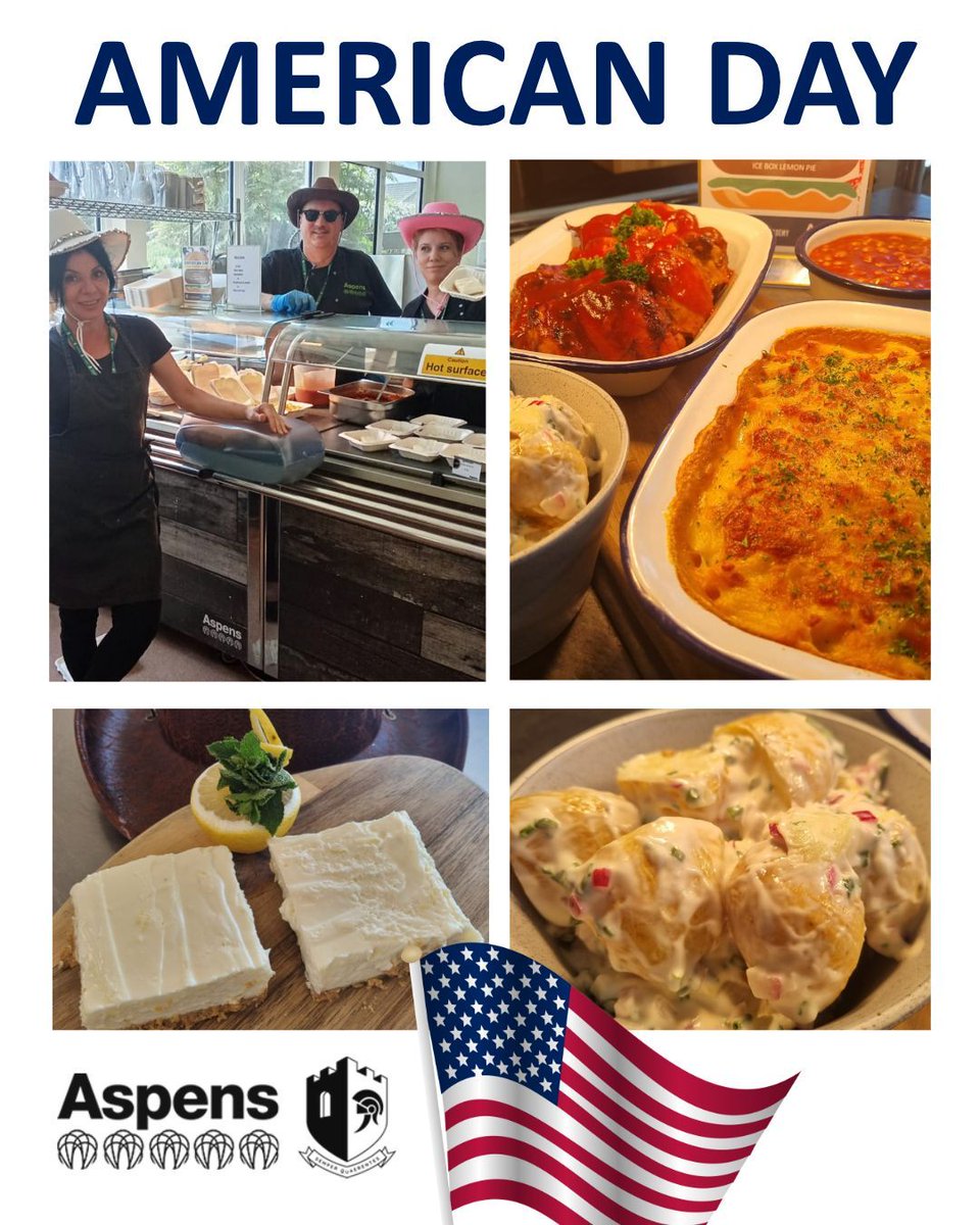 On 4th July, our students and staff celebrated with a delicious taste of American cuisine! Huge thanks to our amazing catering team, Aspens, for another fantastic international-themed menu.🍔🌭 #4thOfJuly #AmericanCuisine #Respect