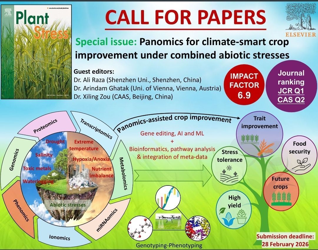 Plant Science (@sci_plant) on Twitter photo We (<a href="/ArindamGhatak10/">Arindam Ghatak</a>) are editing a #Special_Issue “#Panomics  for #climate-smart crop improvement  under combined #abiotic stresses” in 𝙋𝙡𝙖𝙣𝙩 𝙎𝙩𝙧𝙚𝙨𝙨,
<a href="/ElsevierConnect/">Elsevier</a>
 
sciencedirect.com/special-issue/…
<a href="/CUT_PlantStress/">Plant Stress Physiology Group @CUT</a>
<a href="/ScienceCrisp/">CRISP_SCIENCE</a>
<a href="/AbioticStress/">Abiotic stress in plants (Green Survivors)</a> We (<a href="/ArindamGhatak10/">Arindam Ghatak</a>) are editing a #Special_Issue “#Panomics  for #climate-smart crop improvement  under combined #abiotic stresses” in 𝙋𝙡𝙖𝙣𝙩 𝙎𝙩𝙧𝙚𝙨𝙨,
<a href="/ElsevierConnect/">Elsevier</a>
 
sciencedirect.com/special-issue/…
<a href="/CUT_PlantStress/">Plant Stress Physiology Group @CUT</a>
<a href="/ScienceCrisp/">CRISP_SCIENCE</a>
<a href="/AbioticStress/">Abiotic stress in plants (Green Survivors)</a>