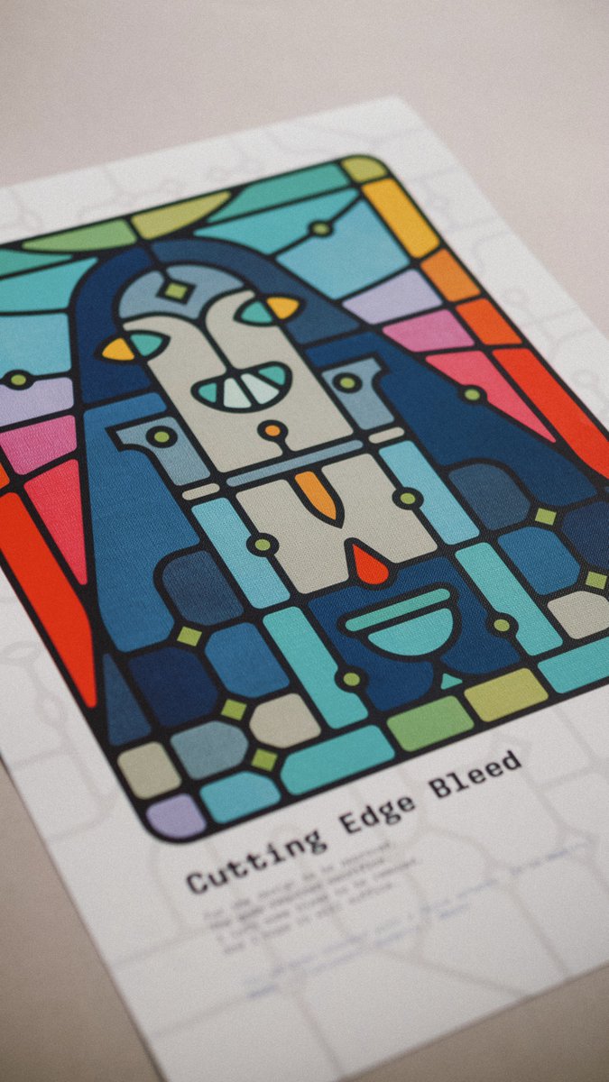 cajvaman's tweet image. Cutting Edge Bleed - Graphic Design Poster Series 4/12
For the design to be approved,
The gods required sacrifice.
I left some bleed to be removed,
And I hope it will suffice.
Full project on Behance.net/cajva
#cajva #stainedglass #artprints #graphicdesign