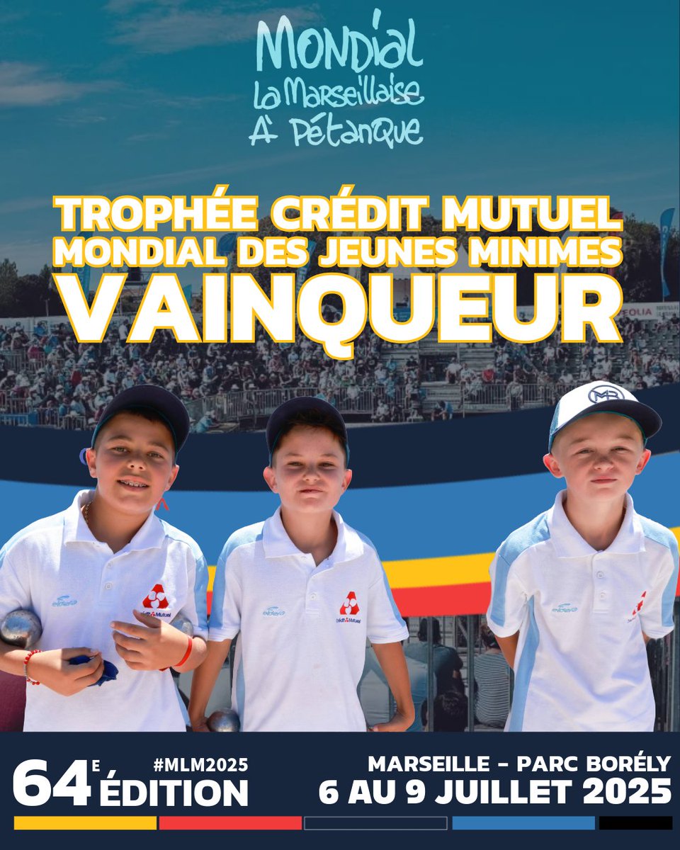 🏆 Vainqueurs du Mondial Minimes 2025 !

Après un report de la finale suite aux intempéries, nos jeunes champions ont livré une superbe prestation pour s’imposer avec brio.

- Kaylon Vinterstein
- Railey Lafleur
- Taylor Ladam

👏 Un grand bravo aux vainqueurs de cette édition !