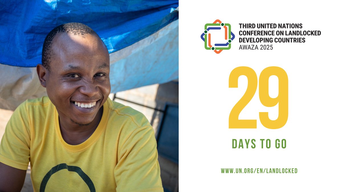 UNOHRLLS's tweet image. 📢Next month,  

➡️ LLDC Gvts 
➡️ Transit Countries 
➡️ Dev Partners 
➡️ NGOs, Youth, Civil Society &amp;amp; other stakeholders

- will all convene in Awaza 🇹🇲 to drive #ProgressThruPartnerships for #LLDCs.  

👉🏽Learn more about this decade-defining conference : un.org/en/landlocked