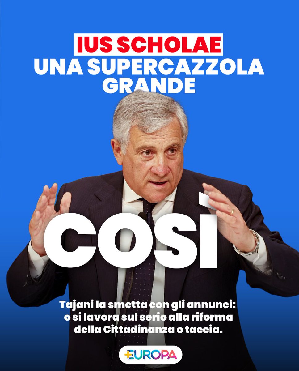 La Lega oggi ribadisce il no alIo ius Scholae di Tajani che è una legge peggiorativa rispetto alla situazione attuale, perché vogliono una legge ancora più restrittiva.

Un corto circuito della cattiveria verso migliaia di ragazzi e ragazze italiani in tutto e per tutto tranne