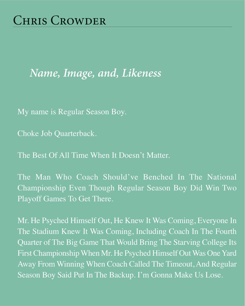 Chris Crowder in our Summer 2025 issue. Read the entire poem in print or online: bit.ly/40BlQPq