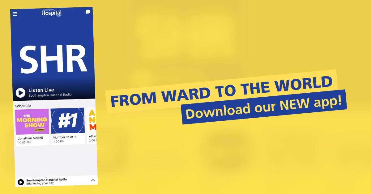 🎉 Our brand-new app is here – listen to #Southampton #Hospital #Radio anytime, anywhere (even in the car!) for great music, live #Saints commentary, friendly voices, and feel-good shows – download now at shradio.uk/app📱🎧💙