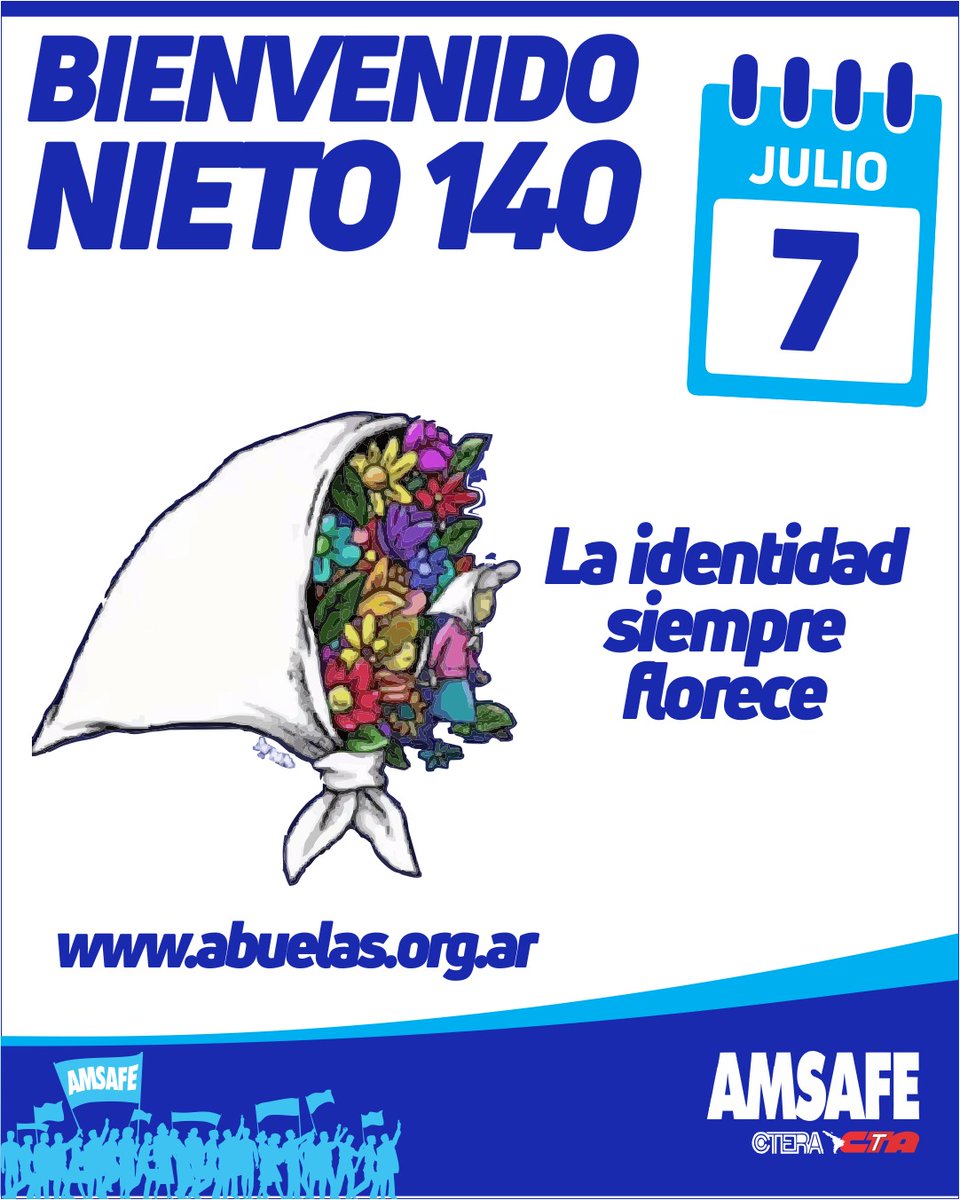 #nieto140 #derechoalaidentidad #abuelasdeplazademayo #amsafe #ctasantafe