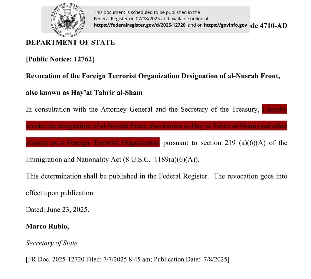 I am not going to be more outraged about US removing Syrian jihadists from the terrorist list today, than about the previous 14 years they spent pumping them with money and weapons.

Let's classify this as refreshing honesty.