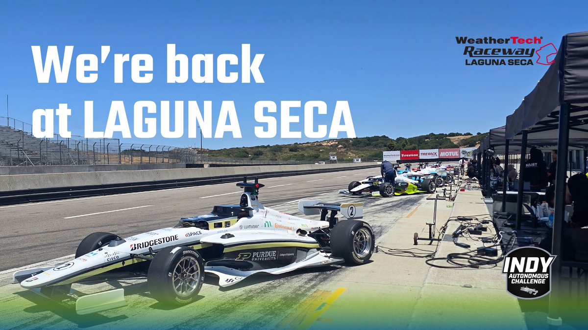 IndyAChallenge's tweet image. 🏁 The Indy Autonomous Challenge returns to Laguna Seca during the @IndyCar Grand Prix of Monterey!
Eight top university teams are testing the limits of AI in a brand-new time-trial format - racing head to head on one of the world’s most demanding tracks.
The final event hits…