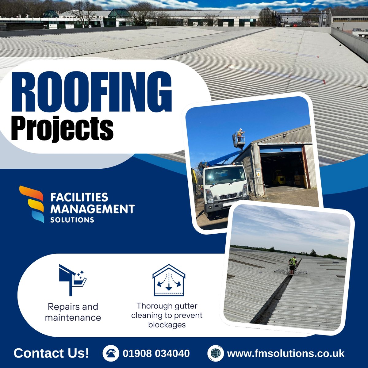 Having roofing issues? We've got you covered. 🛠️

FMS offer fast and reliable roofing surveys and repairs where required with no maintenance contracts or retainer fees required. 🙌

Get in contact FMS today to secure a partner for your roofing needs. 🤝

01908 034040 📞