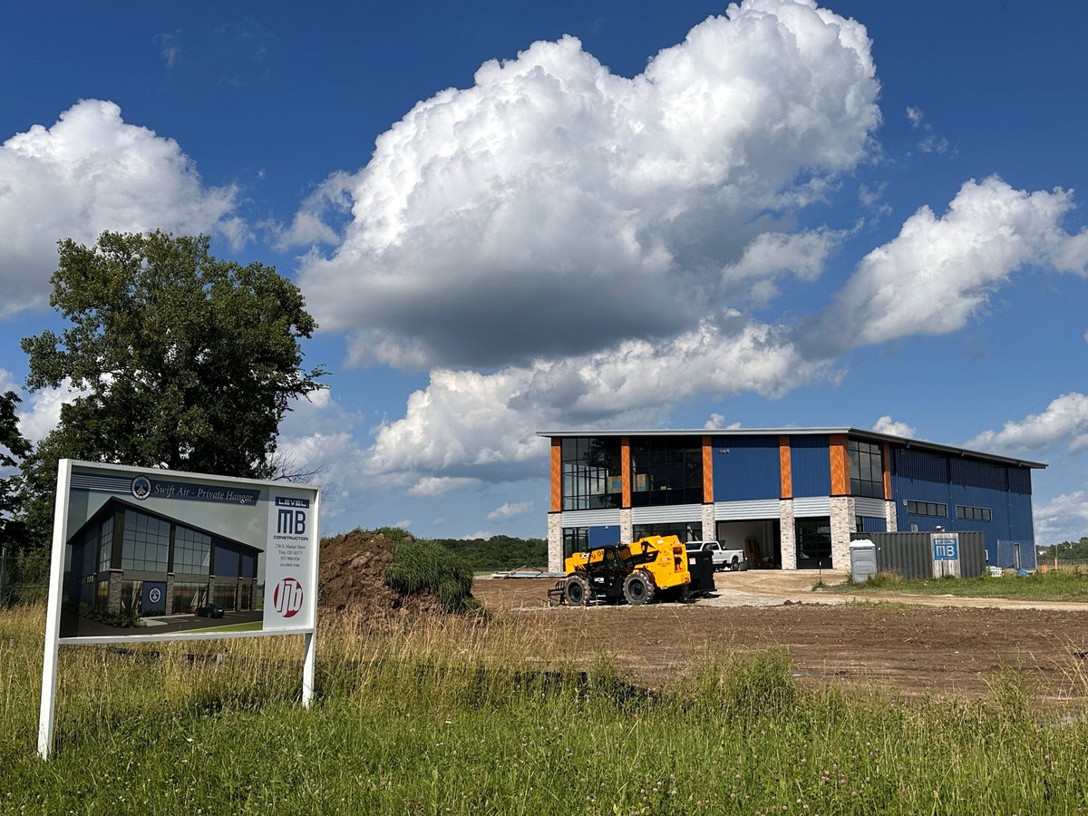 Work is wrapping up on this private airplane hangar at Dayton-Wright Brothers Airport just down the road from our main office!

Swift Air brought us on to provide civil, structural, and architectural engineering design. It measures 8,000 sq. ft. with a 2,000 sq. ft. mezzanine.