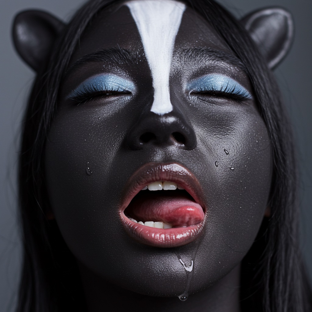 skunk makeup
スカンク娘

#skunkgirl  #aiart #facepainting #bodypainting