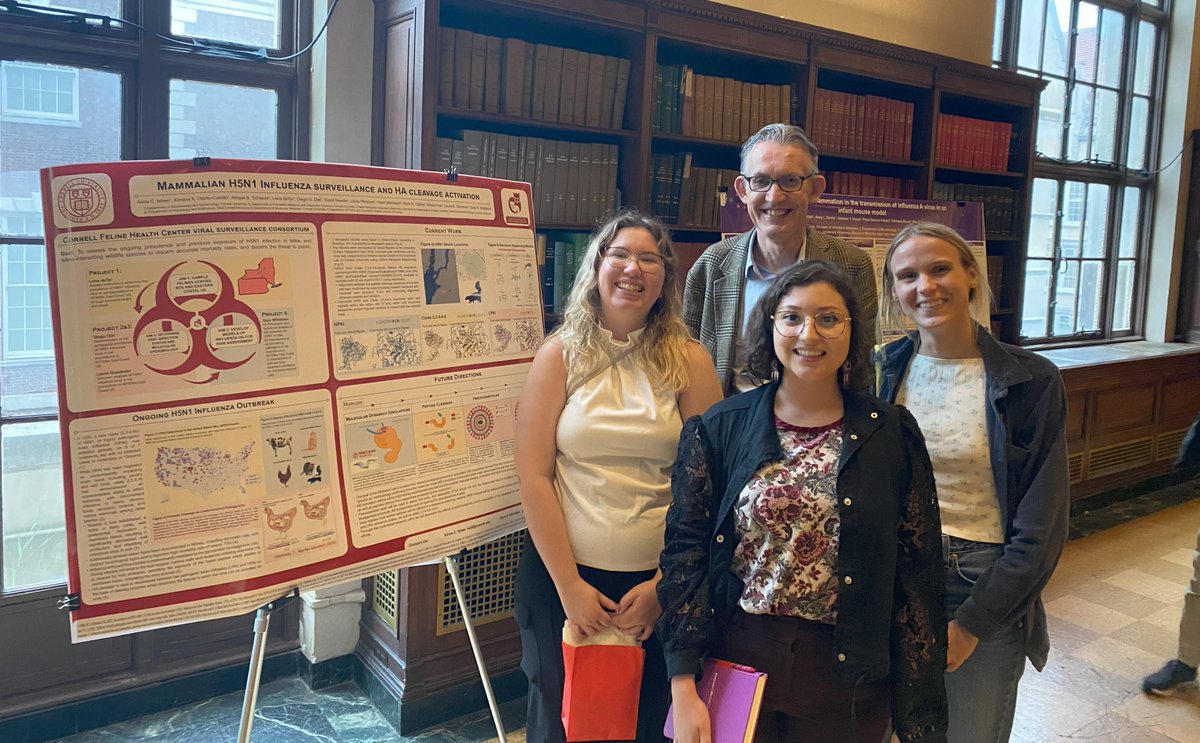 The Whittaker Lab announced the new Cornell Feline Health Center Consortium at the NYC Virus Hunters Research Symposium. They used real-world data from an H5N1-infected skunk to highlight the importance of virus surveillance &amp; how it can support both animal and public health.