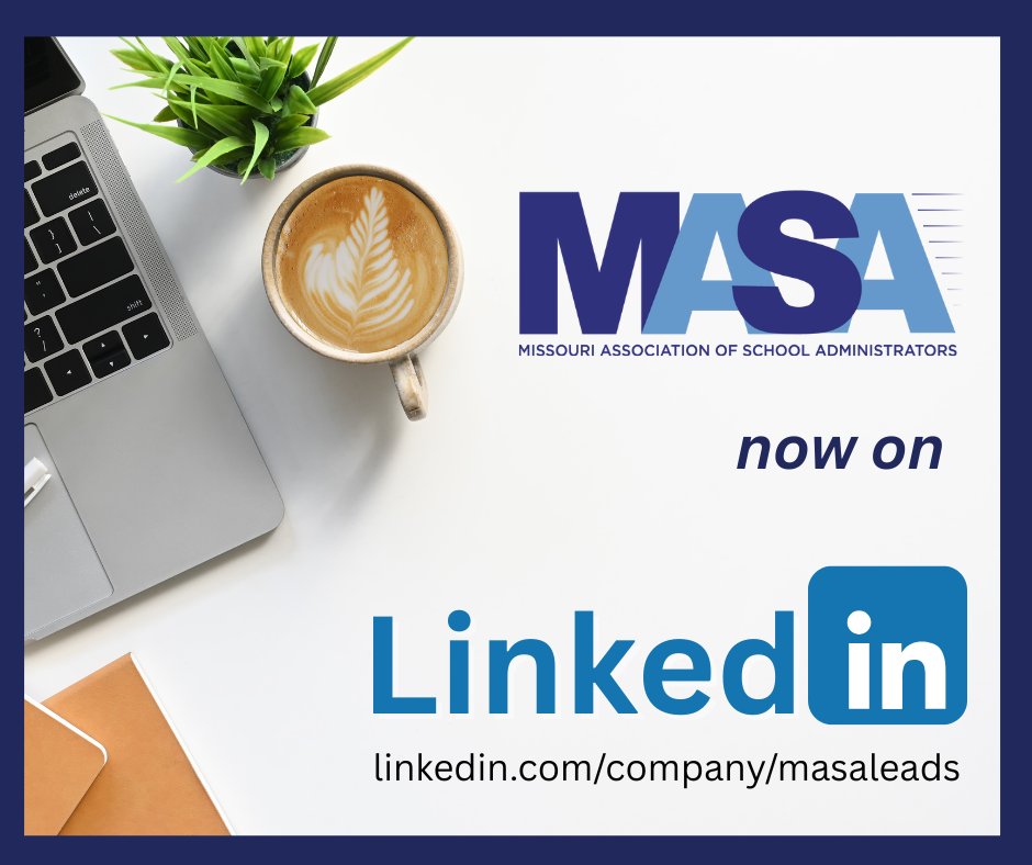 MASALeaders's tweet image. 🎉 We’re now on LinkedIn! Follow us for updates on school leadership, member news, policy, and professional learning. Let’s connect and elevate Missouri education! 
 linkedin.com/company/masale…
#MASALeads #SchoolLeadership #MissouriEducation #LinkedInLaunch