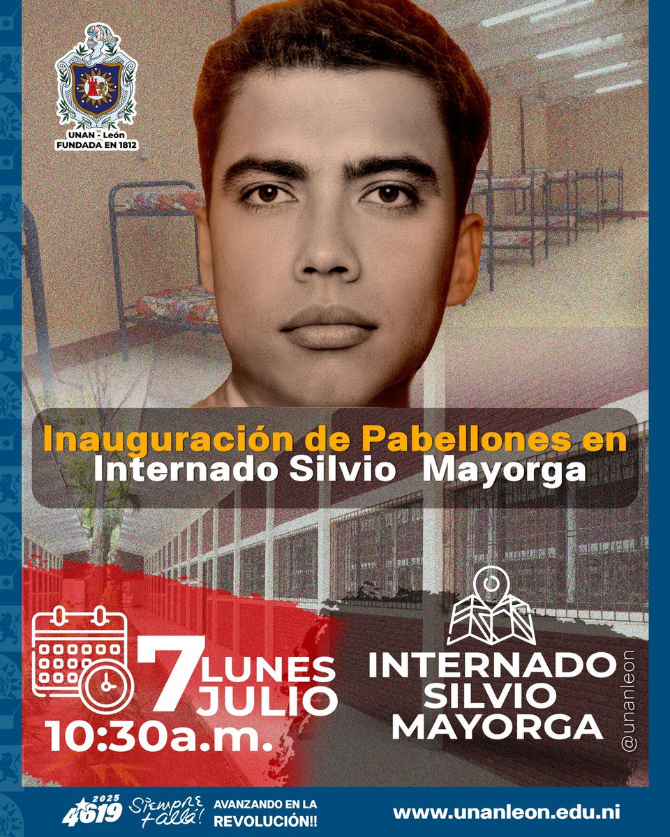 En saludo a los Héroes y Mártires de Julio Victorioso, la UNAN-León inauguró un nuevo pabellón en
el Internado Universitario “Comandante Silvio Mayorga”,
 obra promovida por el Gobierno de Reconciliación y Unidad Nacional.#LeonRevolucion #2025AvanzandoEnLaRevolución