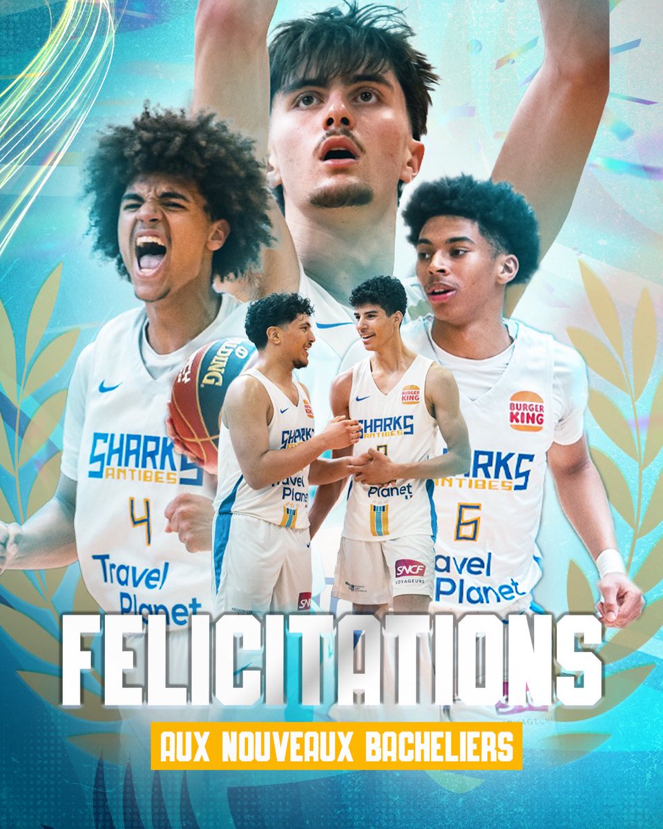 AntibesSharks's tweet image. 🎉 𝗙𝗲́𝗹𝗶𝗰𝗶𝘁𝗮𝘁𝗶𝗼𝗻𝘀 𝗮̀ 𝗻𝗼𝘀 𝗕𝗮𝗰𝗵𝗲𝗹𝗶𝗲𝗿𝘀 🦈
👏 Bravo à nos cinq joueurs U18 qui ont passé le Bac cette année, et qui ont tous obtenu leur diplôme 🤩
🙌 Félicitations Tanguy, Gaby, Jaime, Kaïs et Lindsey 🎓
#GoSharks