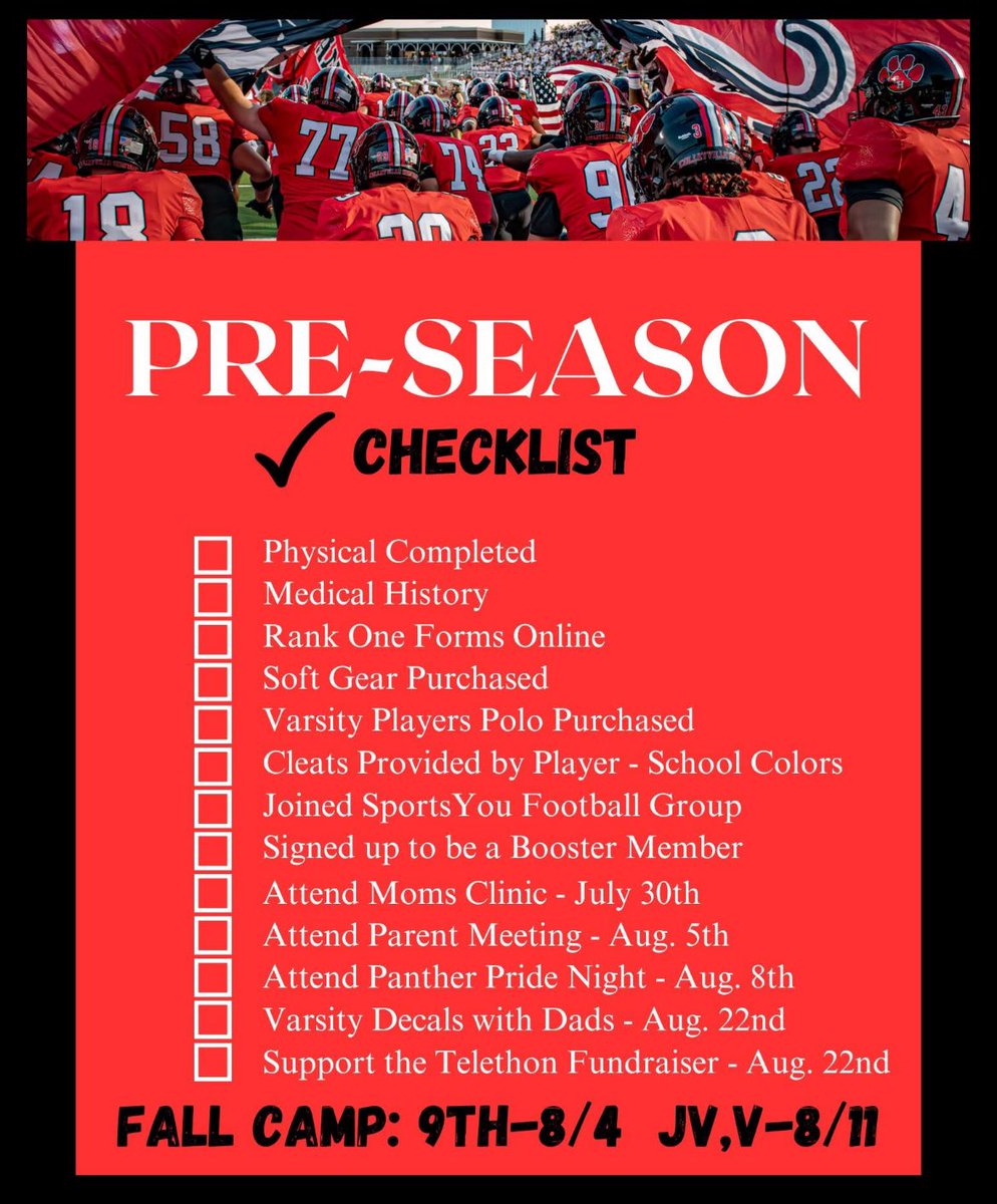 Be sure and sign up for booster club!