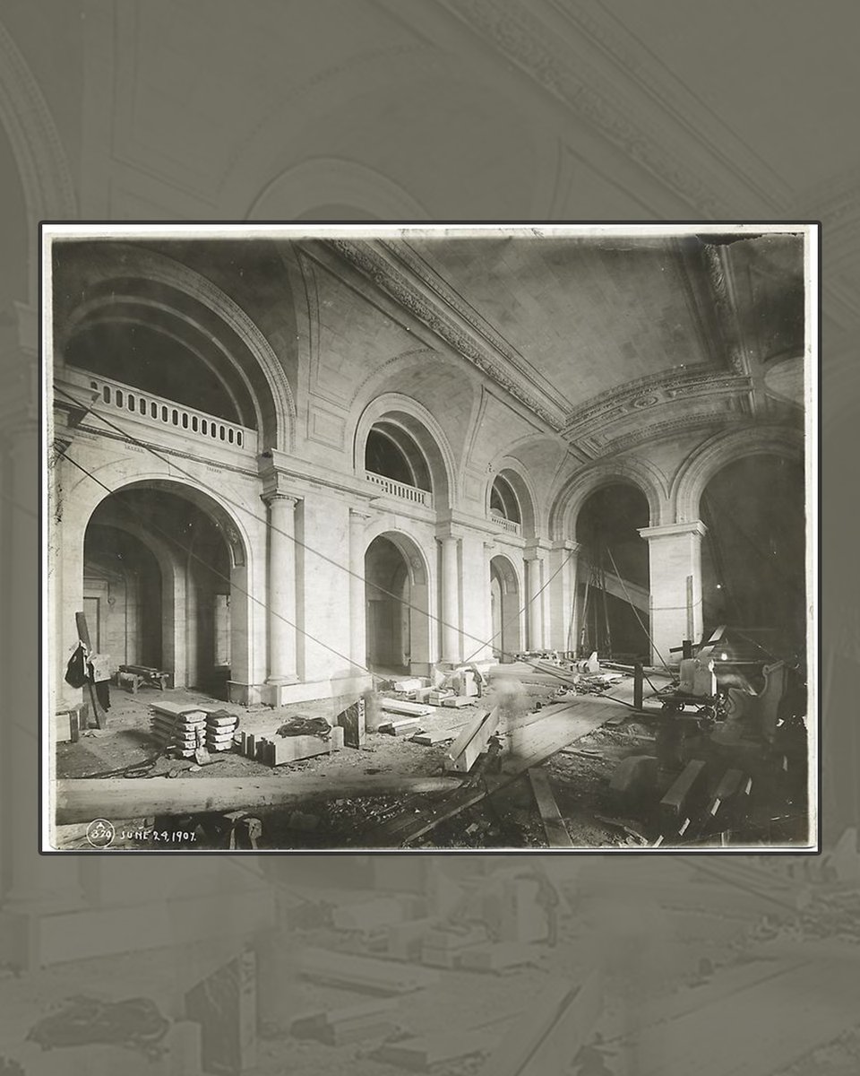 nyplshop's tweet image. #DidYouKnow Astor Hall was named a NYC Landmark in 1974? Don&apos;t forget to visit us and enjoy the beauty of this space in person!

📸: Interior work, Astor Hall: completed arches on the north and west sides, and the vault. 1907. (ID: 489564) via #NYPLDigitalCollections.