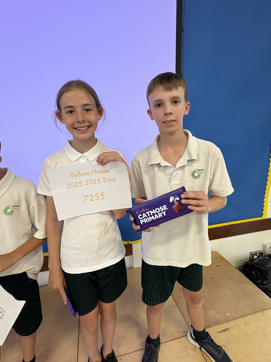 Well done to Red House, led by House Captains Scarlett- Rose and Henry,  who won this years House Point Competition! 

All Red House pupils were presented with a special Catmose Cadbury chocolate bar - yummy!