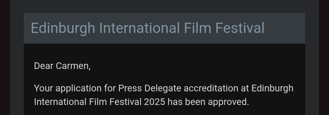 Carmen CP (also on ποΈ) (@carmenchloie) on Twitter photo Thrilled to be heading back to <a href="/edfilmfest/">Edinburgh International Film Festival</a> 2025! Editors - hit me up for coverage! Thrilled to be heading back to <a href="/edfilmfest/">Edinburgh International Film Festival</a> 2025! Editors - hit me up for coverage!