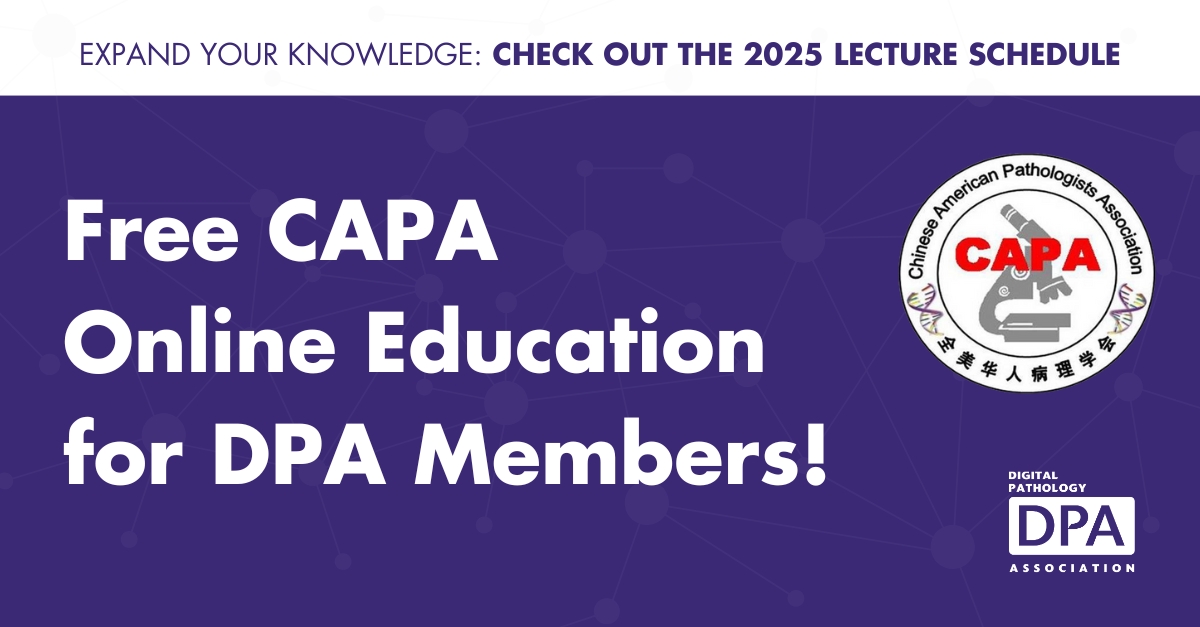 dpatweet's tweet image. Sign up for FREE access to CAPA’s online lecture series!
All DPA members receive complimentary access to the Chinese American Pathologists Association Online Education Program, a valuable way to deepen your knowledge and stay current in the field.
zurl.co/tlhuu