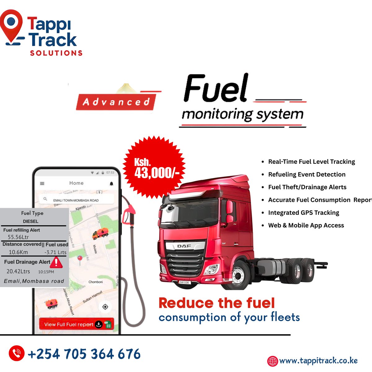 TappiTrack's tweet image. ⛽ Fuel Monitoring System – Now Ksh. 43,000 (Was 45K)!

Stop fuel theft &amp;amp; monitor consumption in real time.
✔️ Live fuel tracking
✔️ Theft alerts
✔️ Smart reports
✔️ App &amp;amp; web access
📞 0705 364 676
🌐 tappitrack.co.ke
📧 info@tappitrack.co.ke
#FuelMonitoring #TappiTrack
