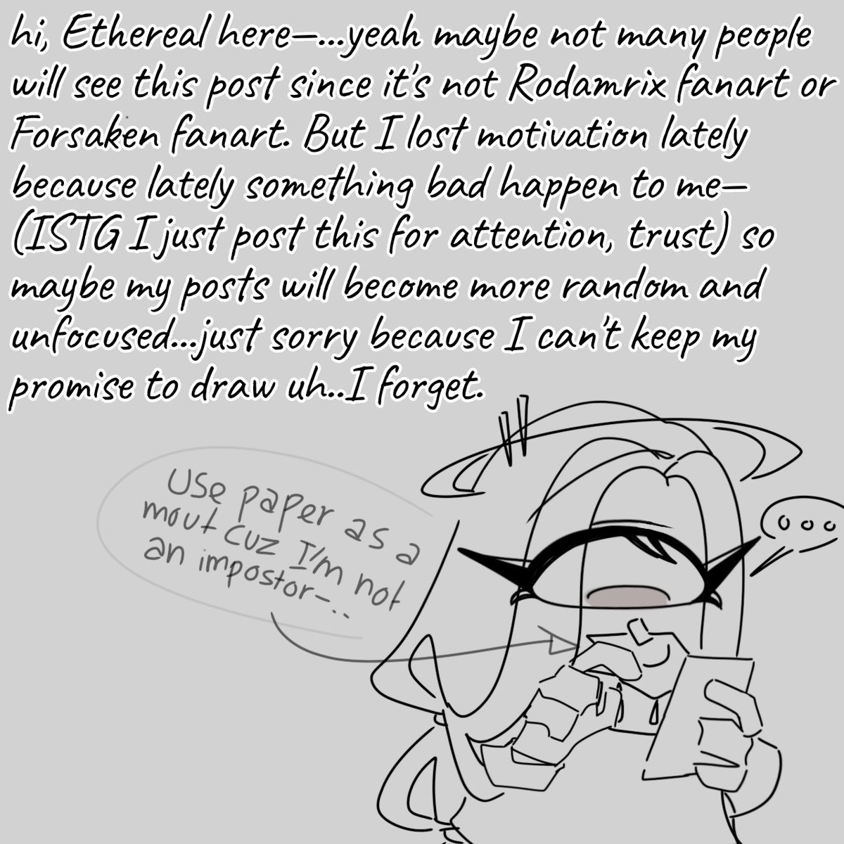 Ethereal_VN's tweet image. "Rambling about shit"
Well click +ALT for more info Abt this :3
· — Hastag Zones — ·
#dailylife #amongusart #AmongUs #originalcharacter #oc #amongusoc