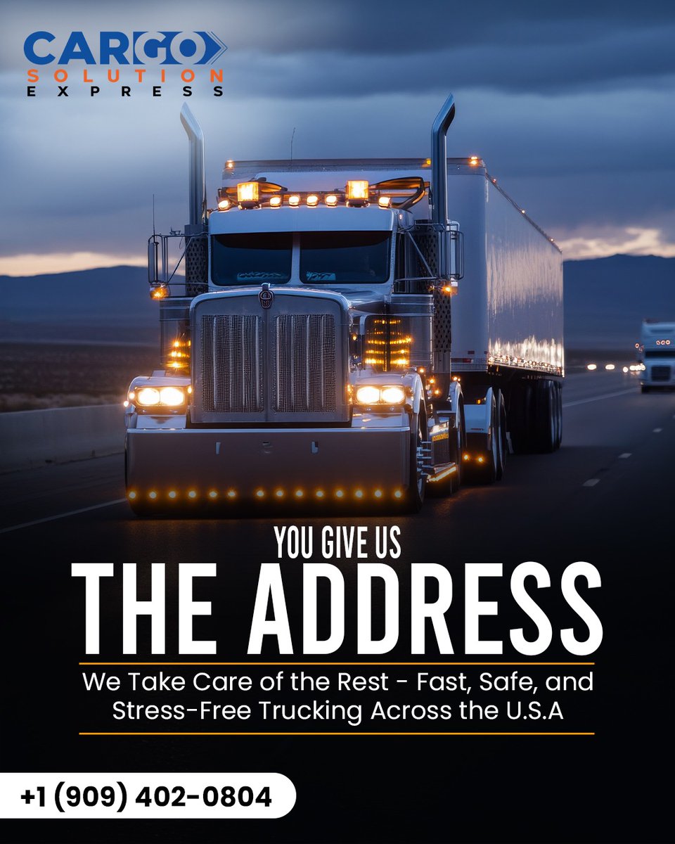cargosolution1's tweet photo. Looking for trusted trucking services? 🚛
@cargo_solutionexpress is here to move your freight smoothly and safely, no matter the distance. We handle everything from pickup to delivery with care and speed.

Visit: https://t.co/U9iHcapMr0

#TruckingServices #FreightExperts #USA https://t.co/ACNbOBgFoe