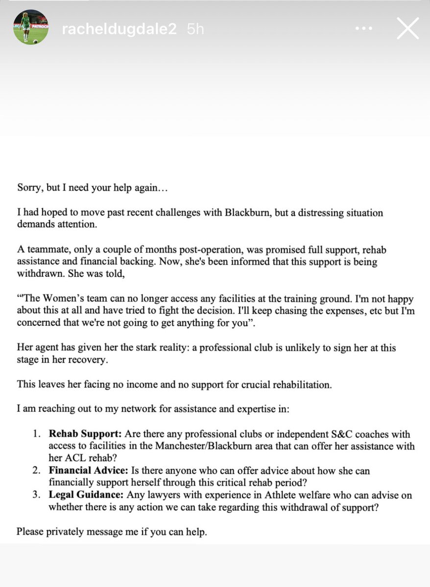 linzlewis15's tweet image. Shared by former #rovers women’s player Rachel Dugdale on instagram. If anyone can help please reach out to her directly.
One day I won’t have to spend my time asking why this club can’t treat these women at the bare minimum decently, with compassion and common sense.