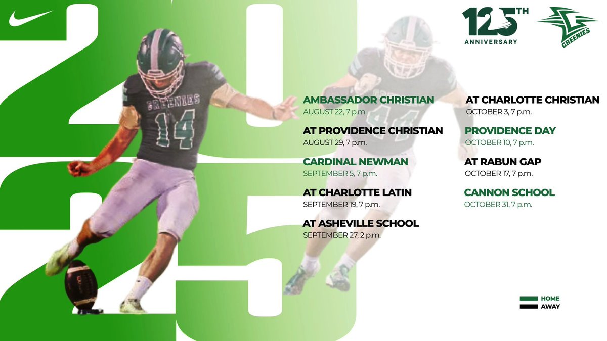 Nine games for new coach Clint Alexander and the Greenies, starting Aug. 22 at home. #GoGreen #asheville #hsfootball #ncisaa